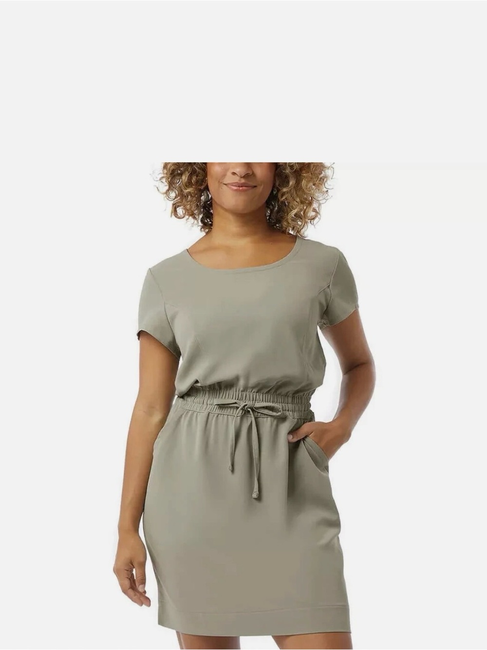 Drawstring Waist Short Sleeve Top in Sage